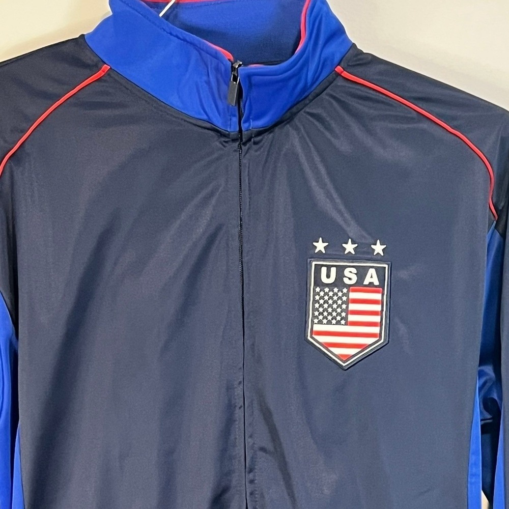 Rhinox L USA Soccer‎ Federation Men's Full-Zip Jacket Navy/Royal Football EUC